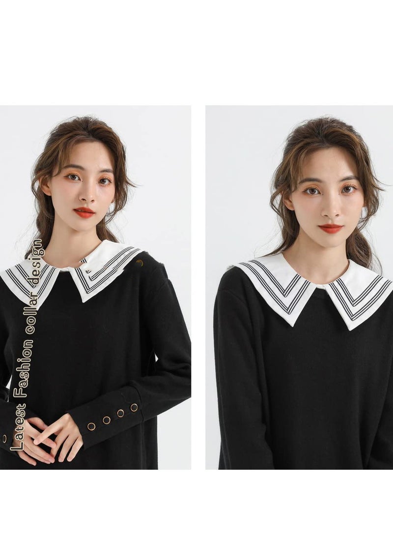 Zikra Fake Collar Detachable Half Shirt Blouse False Doll Collar Elegant Design College Style Large Decorative Collar for Women Girls - Image 2