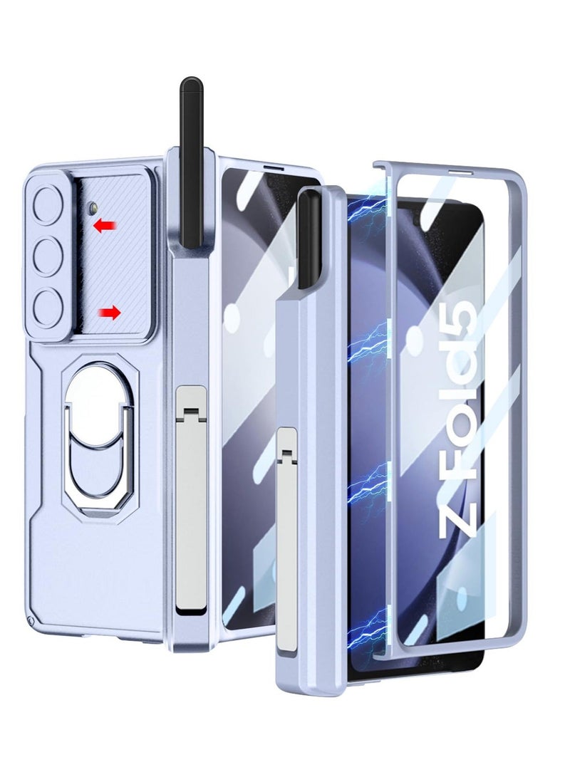 Captaintech Case for Samsung Galaxy Z Fold 5 Case - Magnetic Hinge Cover, S Pen Holder, Kickstand, Camera Cover, Screen Protector (Blue) - Image 1