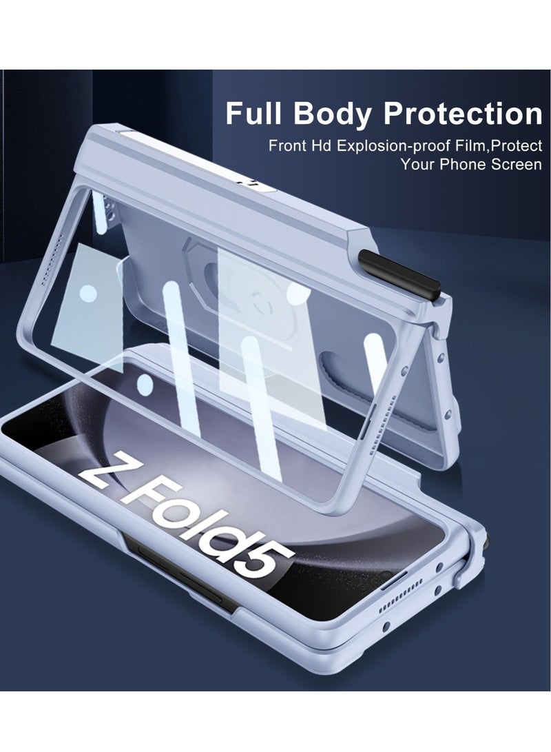 Captaintech Case for Samsung Galaxy Z Fold 5 Case - Magnetic Hinge Cover, S Pen Holder, Kickstand, Camera Cover, Screen Protector (Blue) - Image 3