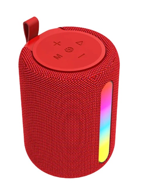 مكبر صوت لاسلكي بتقنية البلوتوث RGB مع صوت قوي، تصميم محمول مع بطارية قابلة لإعادة الشحن، مثالي للحفلات الخارجية وأجهزة الكمبيوتر والمسارح والسفر، قوة 3 وات، يعمل بمنفذ USB 5 فولت - أحمر