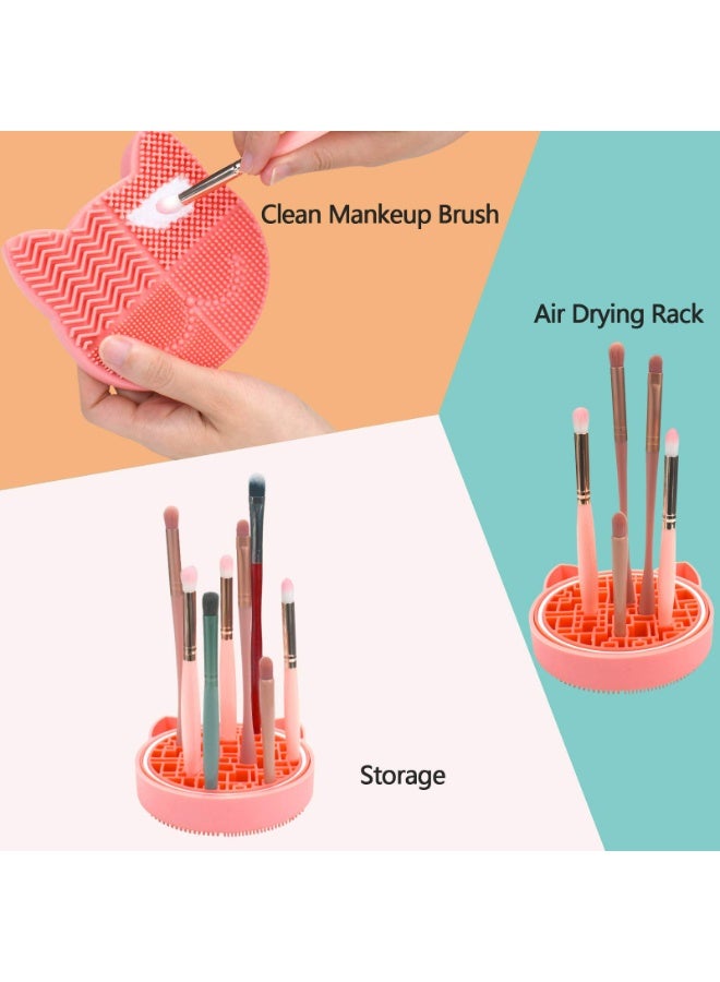 لوميا سجادة تنظيف فرش المكياج، منظف وحامل تجفيف من السيليكون 2 في 1، وسادة تنظيف فرش مستحضرات التجميل من السيليكون للغسيل، تنظيف فرش المكياج القابلة للطي، وسادة غسل الفرش القابلة للطي لإسفنجة المكياج وبودرة الوجه - Image 2