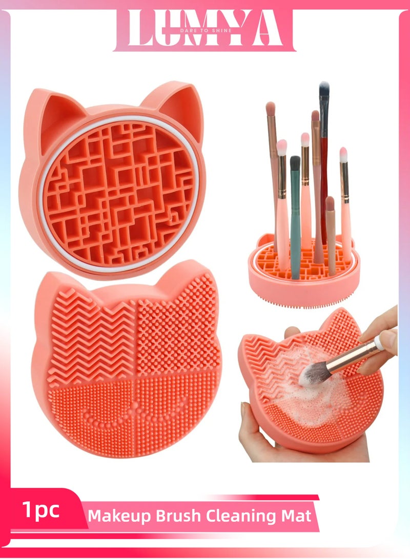 لوميا سجادة تنظيف فرش المكياج، منظف وحامل تجفيف من السيليكون 2 في 1، وسادة تنظيف فرش مستحضرات التجميل من السيليكون للغسيل، تنظيف فرش المكياج القابلة للطي، وسادة غسل الفرش القابلة للطي لإسفنجة المكياج وبودرة الوجه - Image 1
