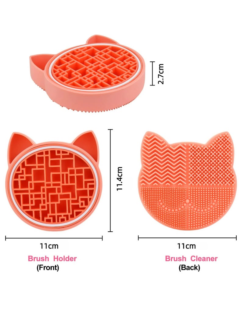 لوميا سجادة تنظيف فرش المكياج، منظف وحامل تجفيف من السيليكون 2 في 1، وسادة تنظيف فرش مستحضرات التجميل من السيليكون للغسيل، تنظيف فرش المكياج القابلة للطي، وسادة غسل الفرش القابلة للطي لإسفنجة المكياج وبودرة الوجه - Image 4