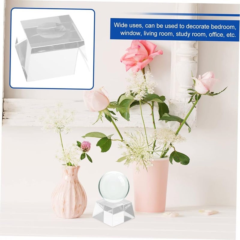 VICASKY قاعدة كرة بلورية شفافة قاعدة مستقيمة غير قابلة للانزلاق حامل عرض زخرفة - Image 4