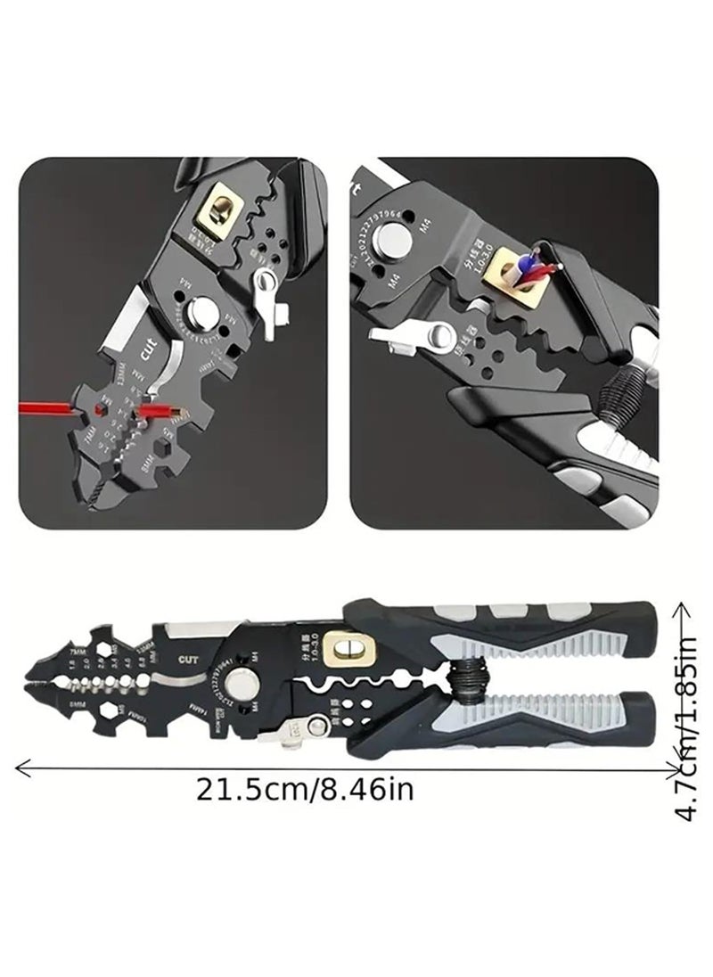 Rightsure - Multi Functional Wire Strippers,Universal Wire Cutters,Tool For Wire Splitting Pliers,Winding,Cutting,Stripping,Crimping,Peeling, Clamping Pliers Wrench,Home Improvement,Electrical Hardware Tools - Image 1