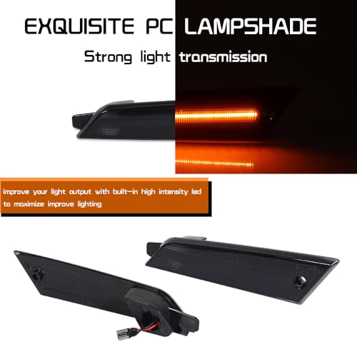 Tonsya For 1979 1980 1981 1982 1983 1984 1985 1986 Ford Mustang side Bumper marker turn Signal lights Smoked Lens Amber Led D9ZZ-15201-L,D9ZZ-15201-R - Image 2