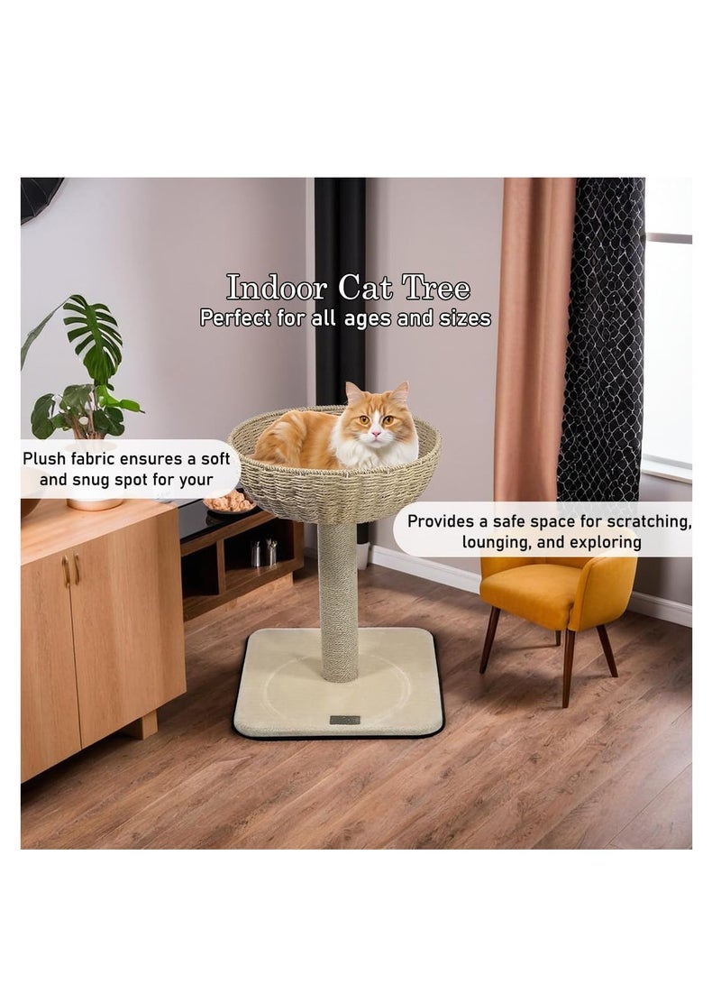 أن ان سي بيتس شجرة قطط مع مجثم سلة من الخيزران، وعمود خدش من السيزال وقاعدة متينة، وإطار تسلق للقطط بطول 53 سم للقطط المنزلية، ومركز أنشطة شجرة القطط وسهل التجميع (بيج) - Image 4