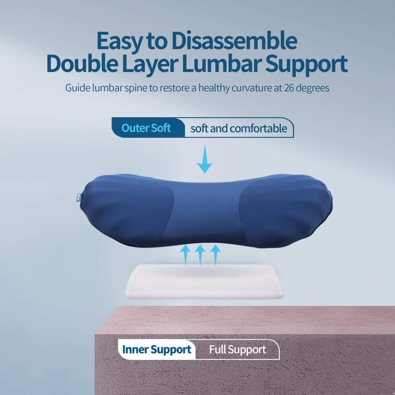 RESTCLOUD Adjustable Lumbar Support Pillow for Sleeping Memory Foam Back Support Pillow for Lower Back Pain Relief and Sleeping, Lumbar Support Pillow for Bed and Chair - Image 2