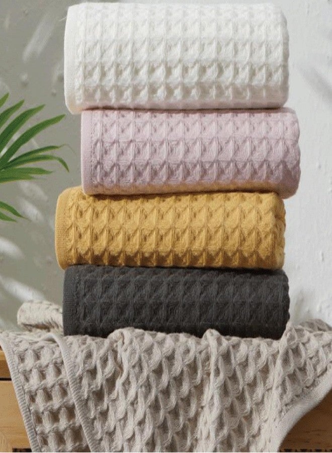 SK Studio 6 Piece Bath Towels Set, Cotton Hotel Large Waffle Bath Towels Absorbent Quick Dry with 2 Bath Towels, 2 Hand Towels, 2 Washcloths for Bathroom Spa Khaki - Image 5