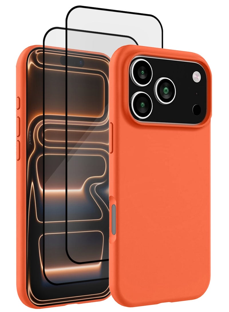 CATANES 3 Packs Silicone Protective Phone Case for iPhone 17 Pro - Soft Anti-Scratch Microfiber Lining Ultra Slim Drop Protection Phone Cover with Two 3D Screen Protectors - Cosmic Orange - Image 1