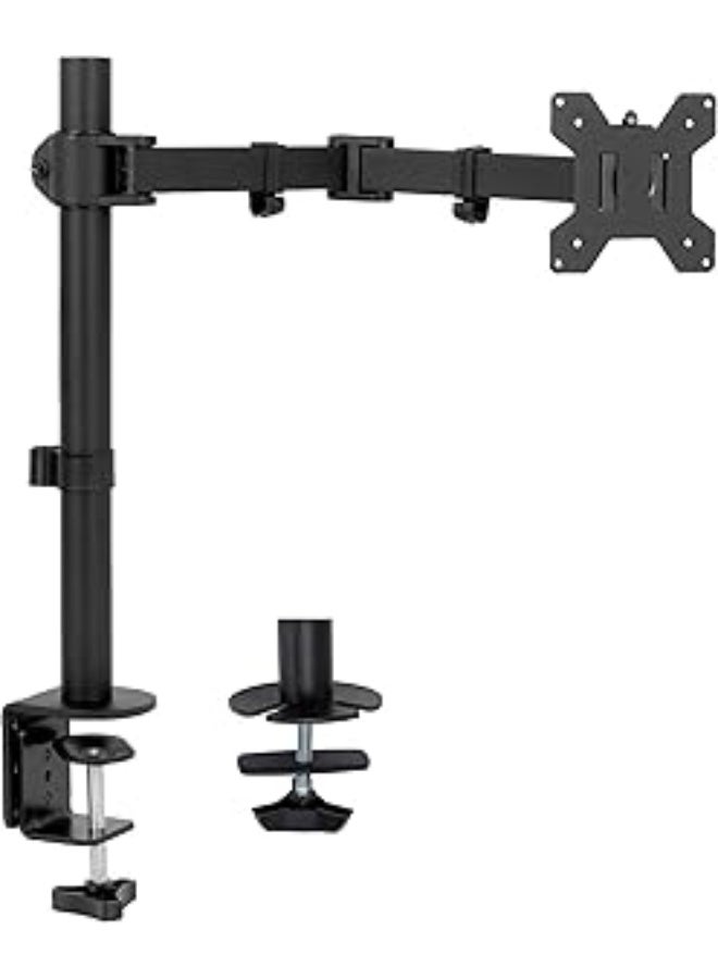 Fully Articulated Single Monitor Arm – Supports up to 22 lbs – VESA 75x75 & 100x100 Compatible – Central Dual-Joint Design – Black - Image 1