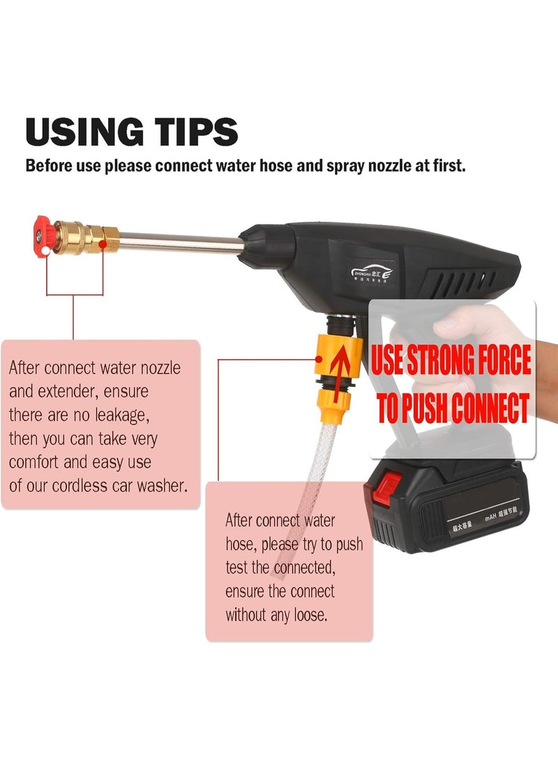 24V Cordless Portable Electric Pressure Washer, 200W, 30 Bar, Lithium, with Foam Generator Nozzle and Water Pump - Image 2
