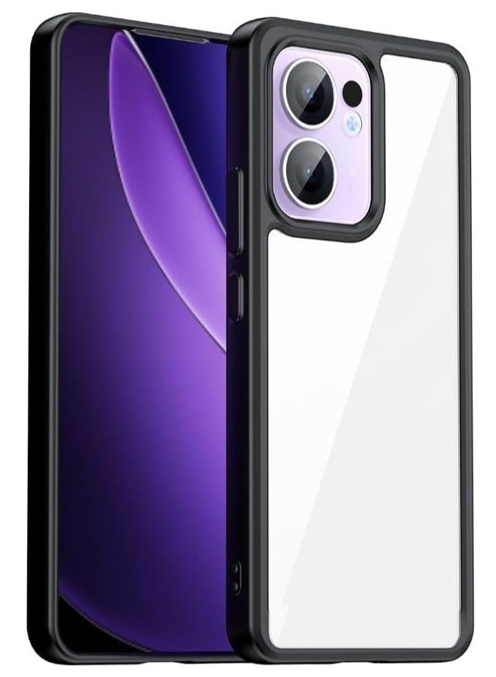 Mobile Magic Shockproof Bumper Case Solid Black Matte TPU Frame with Anti-Scratch Clear Back for Oppo Reno 13F (4G/5G) / Reno 13FS (Black) - Image 1