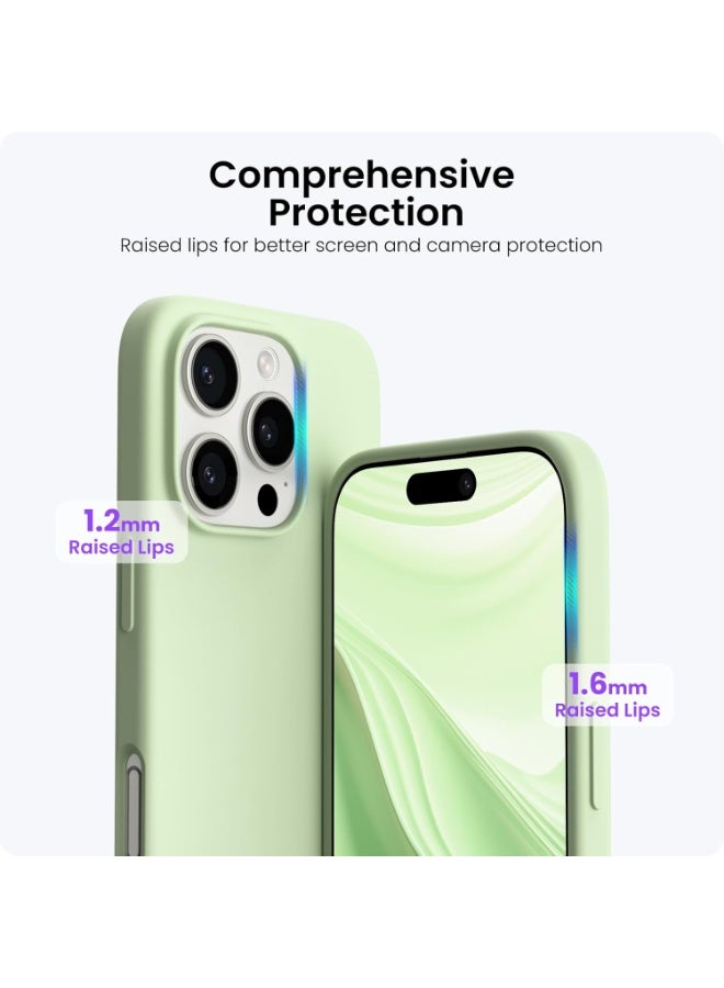 جراب متوافق مع iPhone 14 Pro Max مقاس 6.7 بوصة، جراب هاتف نحيف من السيليكون السائل مكون من 4 طبقات من المطاط الهلامي الناعم المقاوم للصدمات مع بطانة من الألياف الدقيقة المضادة للخدش (أخضر فاتح) - Image 2