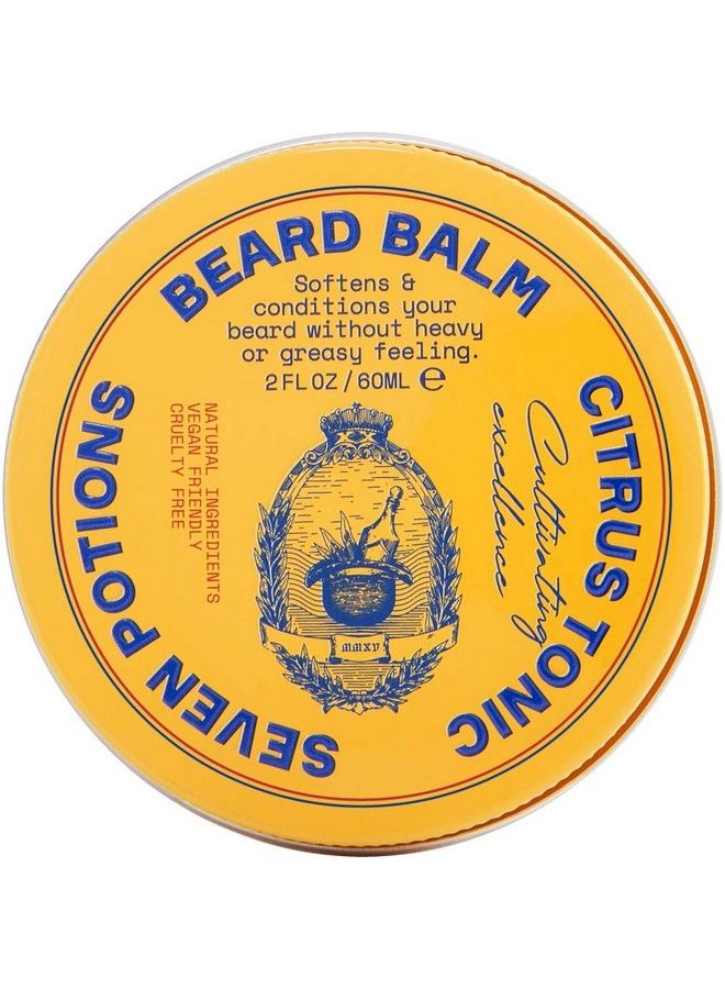 Seven Potions Beard Balm For Men Conditioning Beard Softener To Nourish Skin Facial Hair And Stop Beard Itch Allnatural Vegan Cruelty Free Citrus Tonic (2 Fl Oz) - Image 2
