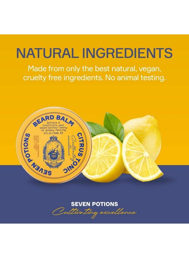 Seven Potions Beard Balm For Men Conditioning Beard Softener To Nourish Skin Facial Hair And Stop Beard Itch Allnatural Vegan Cruelty Free Citrus Tonic (2 Fl Oz) - Image 4