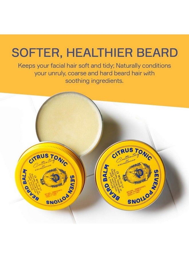 Seven Potions Beard Balm For Men Conditioning Beard Softener To Nourish Skin Facial Hair And Stop Beard Itch Allnatural Vegan Cruelty Free Citrus Tonic (2 Fl Oz) - Image 3