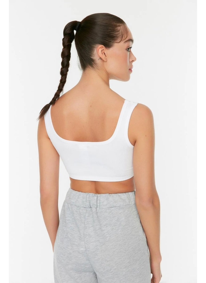 Tena Women's White Thick Strappy Crop Tank Top  - Image 5