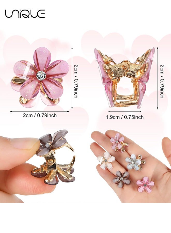 يونيك 12 قطع مصغرة حجر الراين الشعر كليب - كريستال يتوهم زهرة الشعر كليب، تألق الشعر كليب، المضادة للانزلاق الجانب كليب زخرفة الشعر، زخرفة الشعر الملونة للنساء والفتيات - Image 2