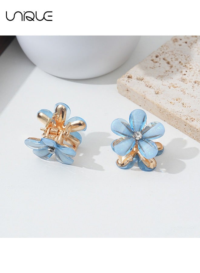 يونيك 12 قطع مصغرة حجر الراين الشعر كليب - كريستال يتوهم زهرة الشعر كليب، تألق الشعر كليب، المضادة للانزلاق الجانب كليب زخرفة الشعر، زخرفة الشعر الملونة للنساء والفتيات - Image 3