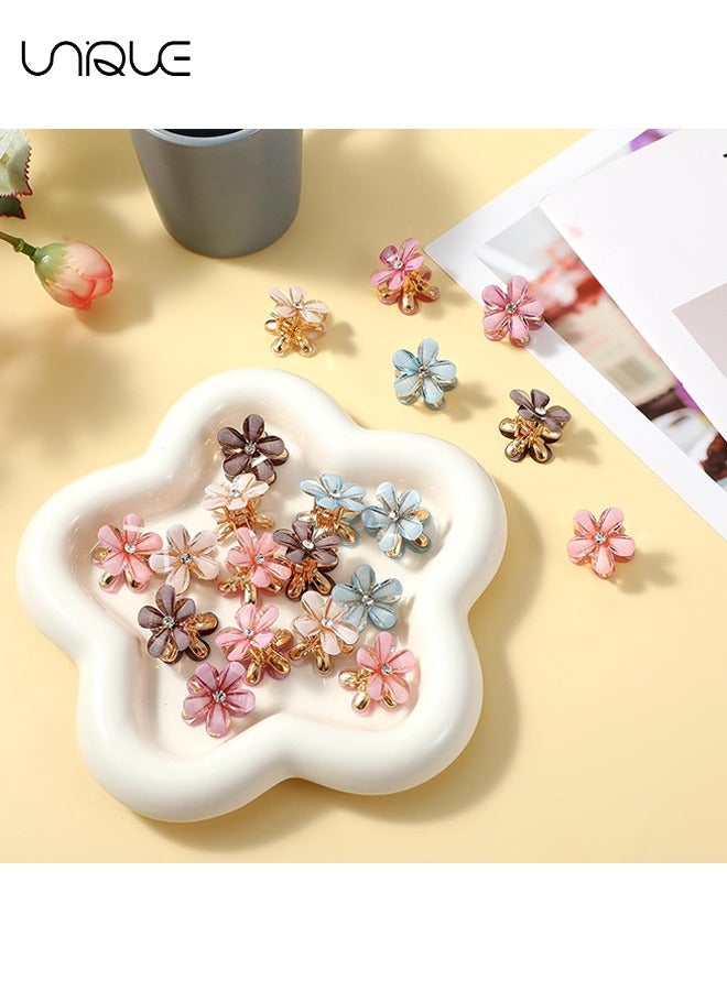 يونيك 12 قطع مصغرة حجر الراين الشعر كليب - كريستال يتوهم زهرة الشعر كليب، تألق الشعر كليب، المضادة للانزلاق الجانب كليب زخرفة الشعر، زخرفة الشعر الملونة للنساء والفتيات - Image 5