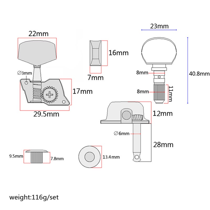 10 Pcs Banjo Semi-closed Machine Tuning Tuner Peg Key with 4 Bushing for Banjo Guitar ( ) - Image 3