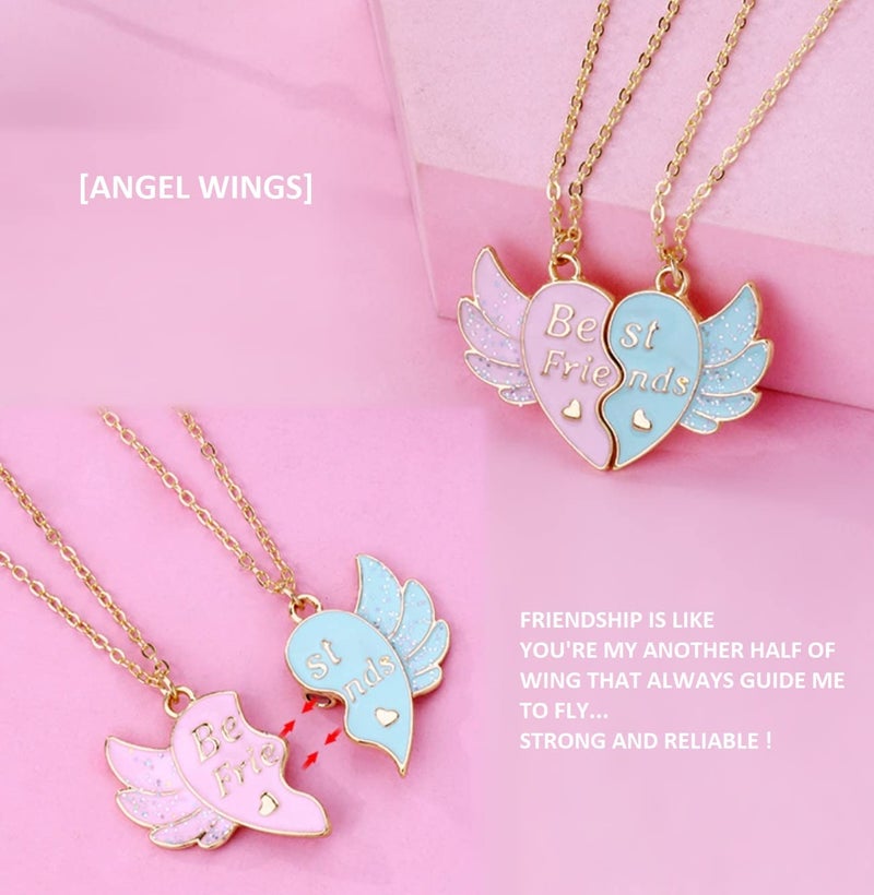 Lezmoii Friendship Necklace Best Friend Necklace Matching Magnetic BFF Necklace for 2 Girls Friendship Gifts (G: Wing Gold) - Image 4