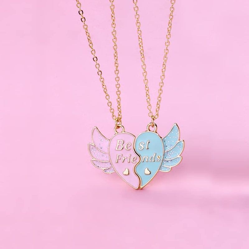 Lezmoii Friendship Necklace Best Friend Necklace Matching Magnetic BFF Necklace for 2 Girls Friendship Gifts (G: Wing Gold) - Image 3
