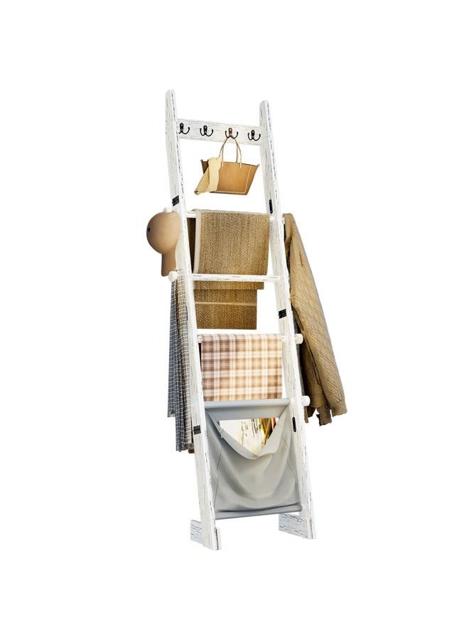 REFGY Blanket Ladder Shelf for Living Room, White LS2502-WT - Image 1