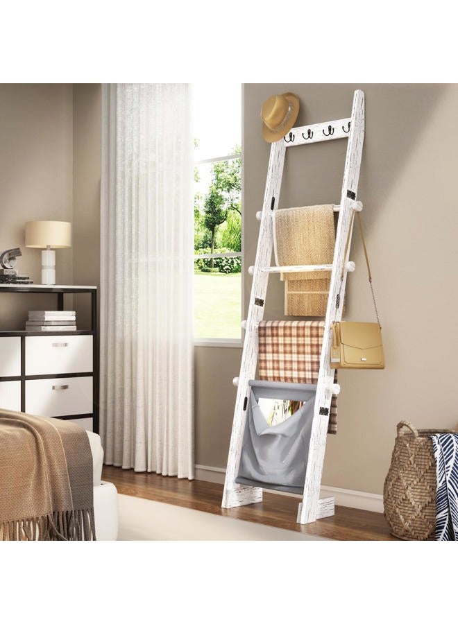 REFGY Blanket Ladder Shelf for Living Room, White LS2502-WT - Image 2