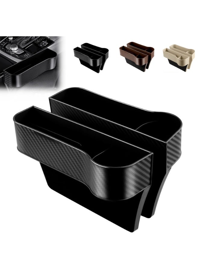 Bukela Car Seat Organizer, Leather Multifunctional Car Seat Organizer, with Charging Cable Hole, Universal Car Seat Gap Filler Organizer, with Cup Holder (Plastic Black) - Image 1