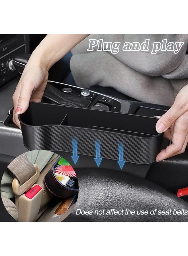 Bukela Car Seat Organizer, Leather Multifunctional Car Seat Organizer, with Charging Cable Hole, Universal Car Seat Gap Filler Organizer, with Cup Holder (Plastic Black) - Image 2