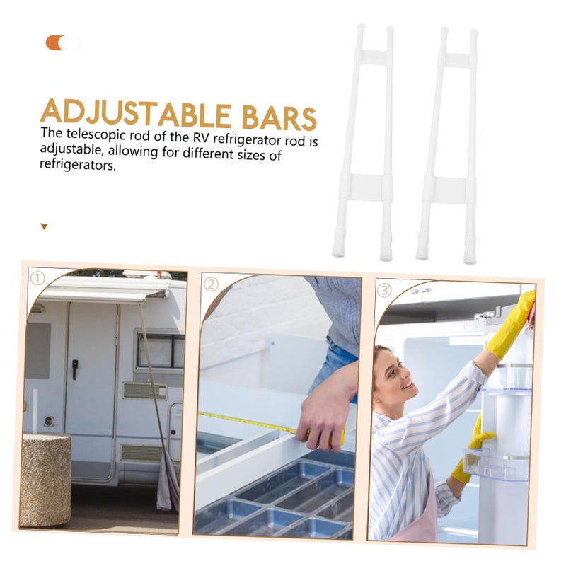 Adjustable RV Refrigerator Tension Rods Metal Fridge Bars Easy DIY Installation - Image 3
