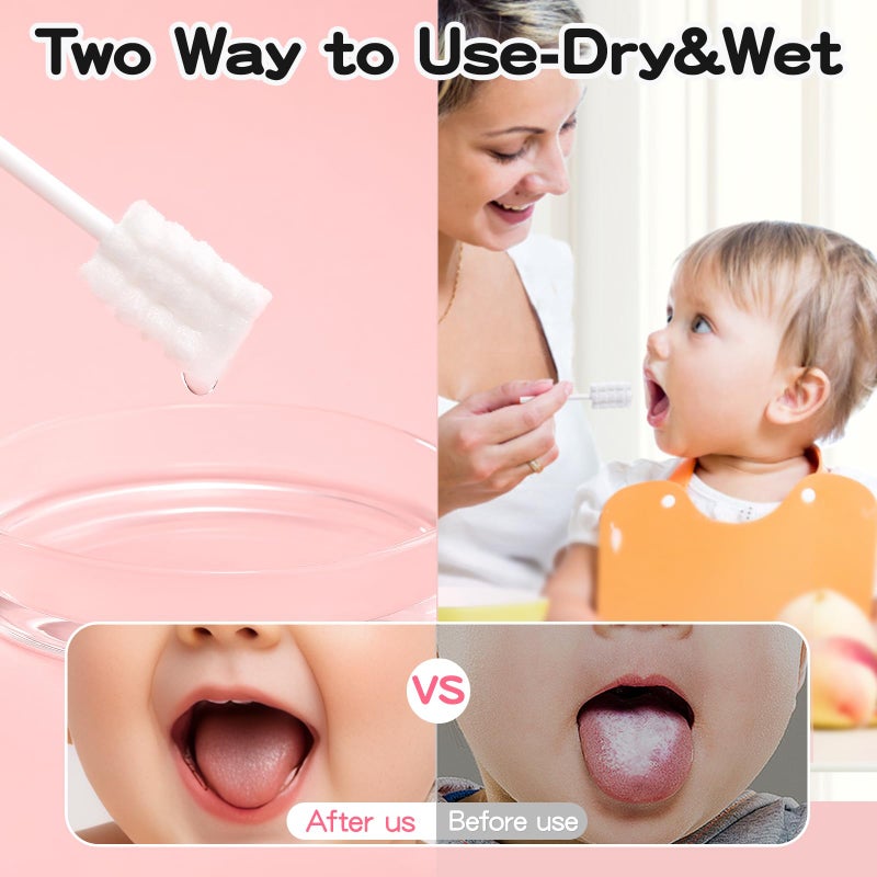 RoseFish 50Pcs Baby Tongue Cleaner for 0-36 Month No Glue Disposable Baby Mouth Oral Cleaner Infant Toothbrush Gum Cleaner 3D Soft Infant Tongue Cleaner+1PCS Finger Toothbrush - Image 4