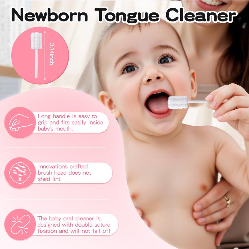 RoseFish 50Pcs Baby Tongue Cleaner for 0-36 Month No Glue Disposable Baby Mouth Oral Cleaner Infant Toothbrush Gum Cleaner 3D Soft Infant Tongue Cleaner+1PCS Finger Toothbrush - Image 5