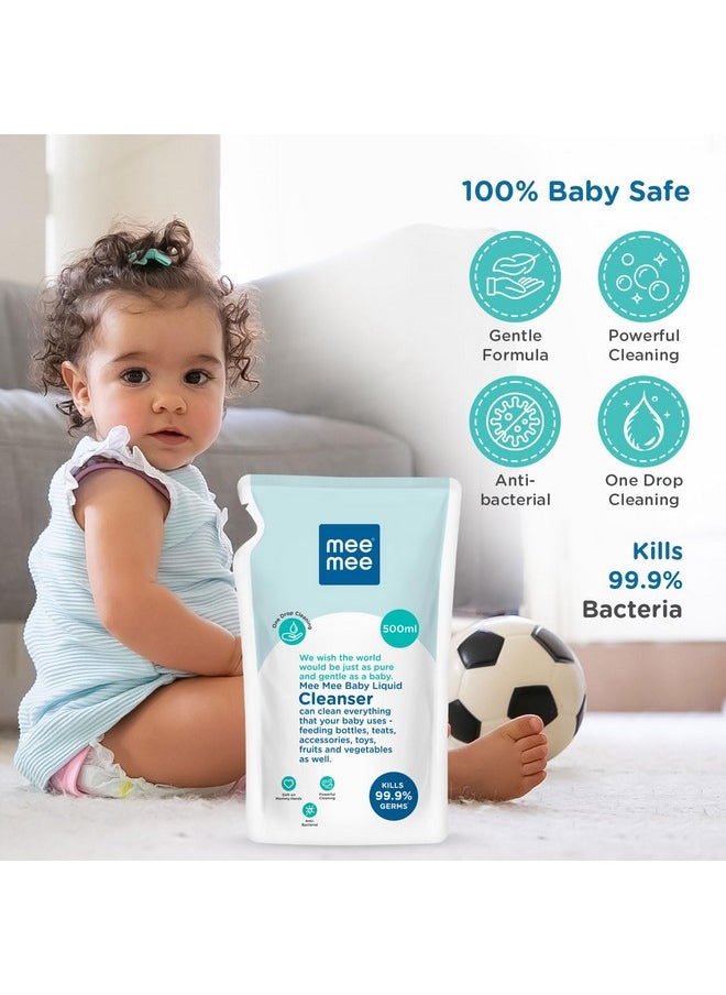 mee mee - Baby Liquid Cleanser 500Ml, Anti-Bacterial Kills 99.9% Germs | For Baby Bottles, Nipples, Accessories, Toys, Fruits & Vegetables | No Alcohol, One Drop Cleaning, Dermatologically Tested - Image 1