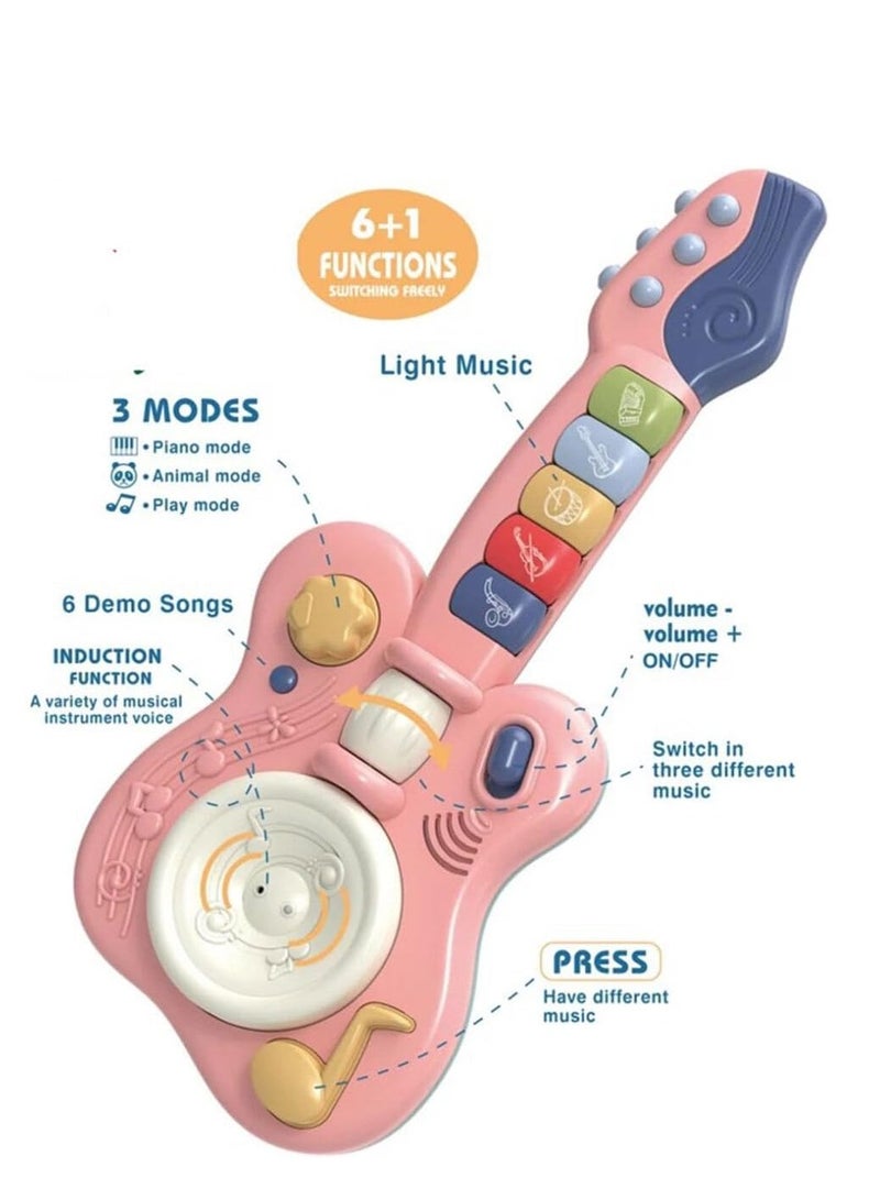 UKR Electronic Musical Toy – Pink Handheld Guitar for Kids 3+ | Battery-Powered ABS Electric Guitar for Creative Play & Early Learning - Image 2