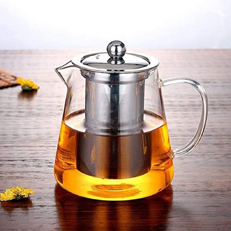 ROSEFINCH Glass Tea Kettle Glass Tea Pot with Stainless Steel Infuser Strainer for Coffee Juice Loose Leaf Tea Glass Kettle for Tea Coffee Juice Tea Serving Pot 1 Pcs 750 ml_ Clear - Image 2