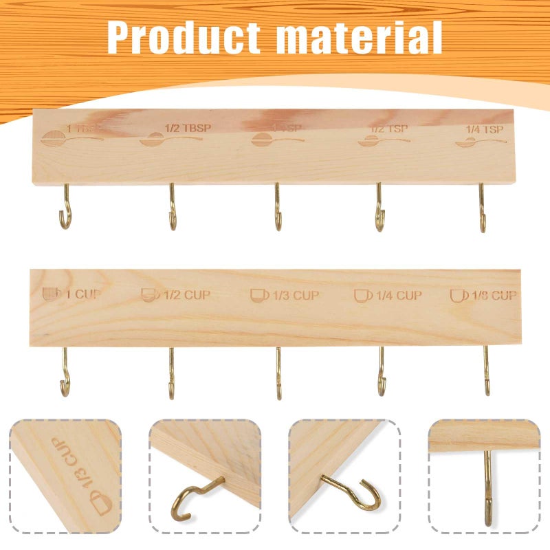 SoeKoa Premium Bamboo Measuring Cups and Spoons Rack, Measuring Cup Organizer Rack Suitable for Kitchen Hanging Cups and Spoons, Including Screw and Adhesive Mountingï¼ˆ2 pcsï¼‰ - Image 3