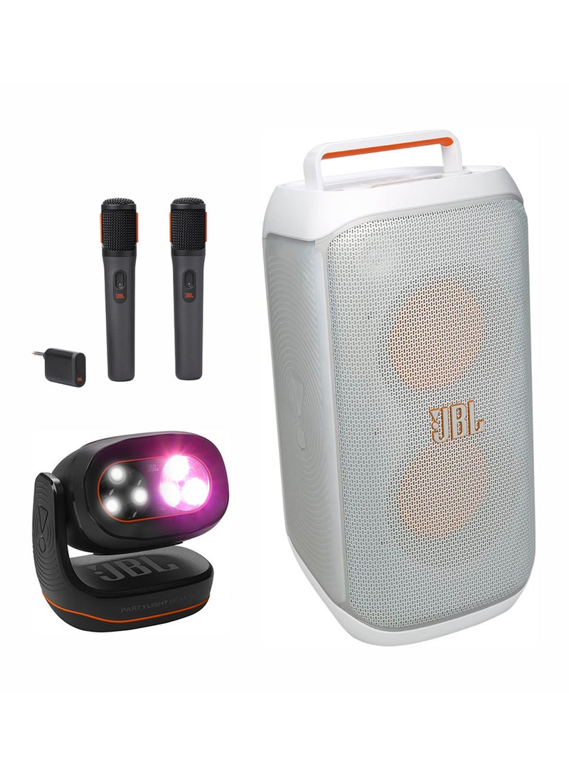 JBL PartyBox Club 120 Wireless Party Speaker,+ Digital wireless microphones + PARTYLIGHT BEAM Bluetooth projection party light JBLPBCLUB120SWUK+JBLPBWIRELESSMIC+JBLPLBEAMEU White - Image 1