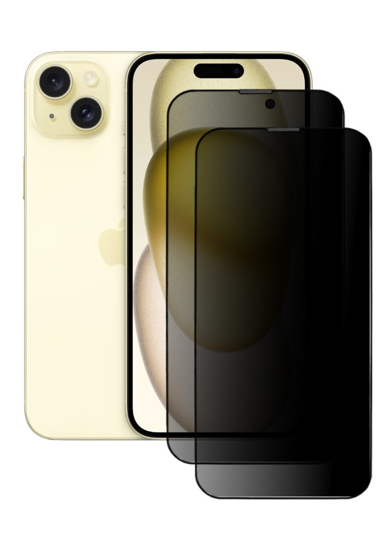 ACLIX 2 Pieces Antistatic ESD Dustof Premium Quality High Definition Anti-Spy Privacy Tempered Glass Screen tector Designed For  iPhone 15 - Image 1