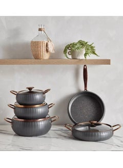 OMS 9Pcs Meridian Granite Cookware Set - Anthracite Color - Made in Turkey  - Image 3