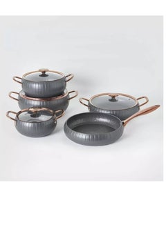 OMS 9Pcs Meridian Granite Cookware Set - Anthracite Color - Made in Turkey  - Image 2