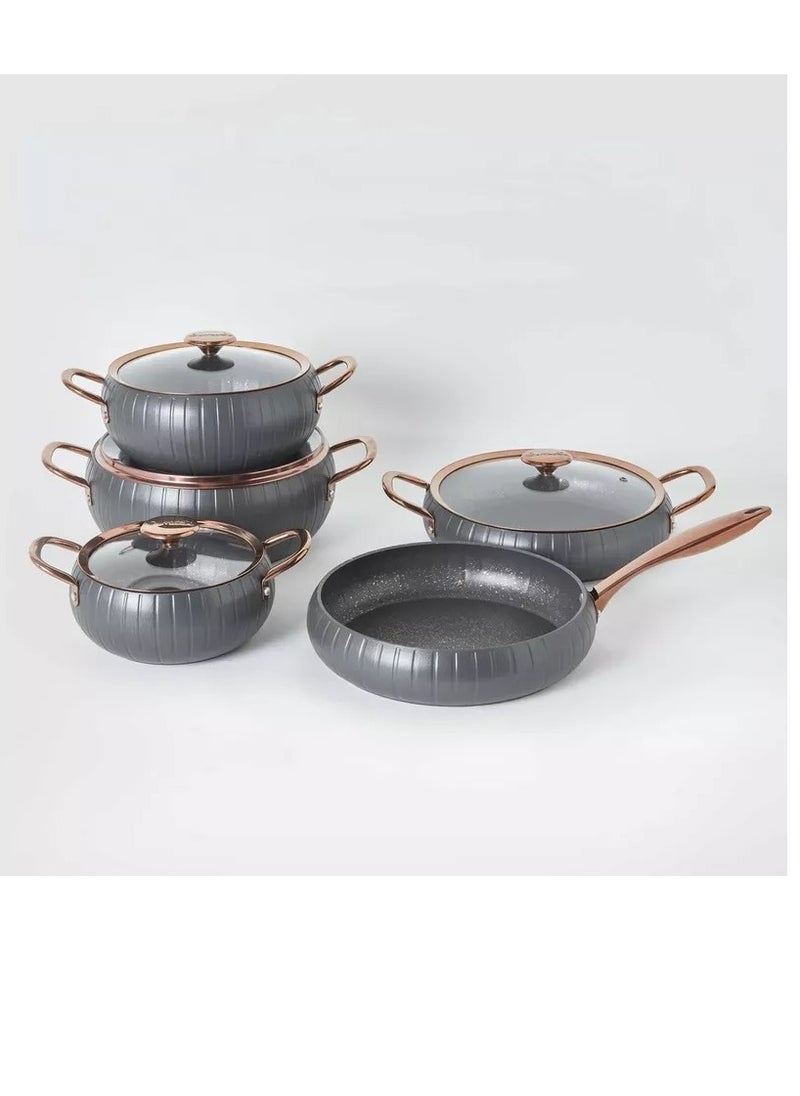 OMS - 9Pcs Meridian Granite Cookware Set - Anthracite Color - Made in Turkey - Image 1