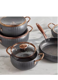OMS 9Pcs Meridian Granite Cookware Set - Anthracite Color - Made in Turkey  - Image 5