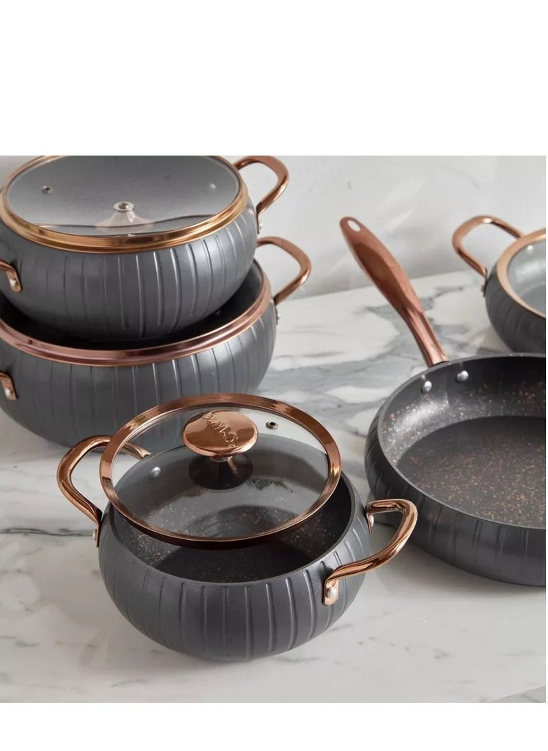 OMS - 9Pcs Meridian Granite Cookware Set - Anthracite Color - Made in Turkey - Image 1