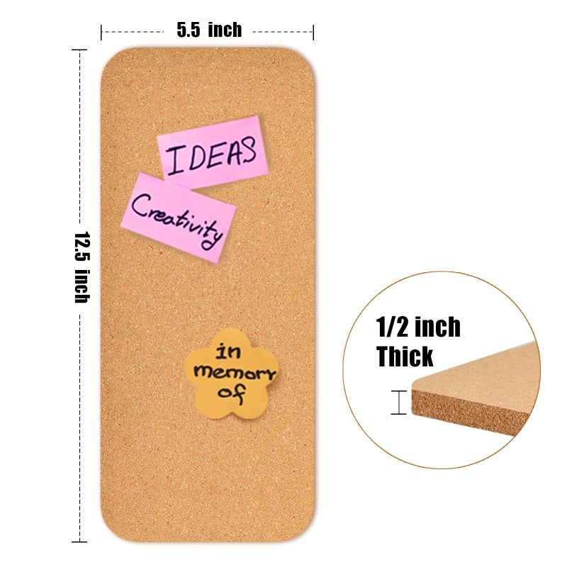 YCCYYCCY 1 PC 12.5"*5.5" Self-Adhesive Cork Board, 1/2"(12mm) Thick Cork Boards for Walls, 1 Pack 12.5"*5.5" Bulletin Board, Cork Board Tiles for Office, Home, School (1PC) - Image 2