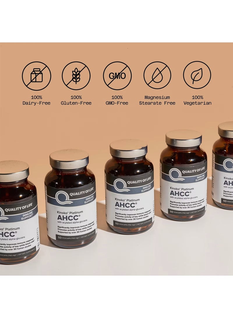 Quality of Life Kinoko Platinum AHCC with Acylated Alpha-Glucans, 60 Vegicaps - Image 4