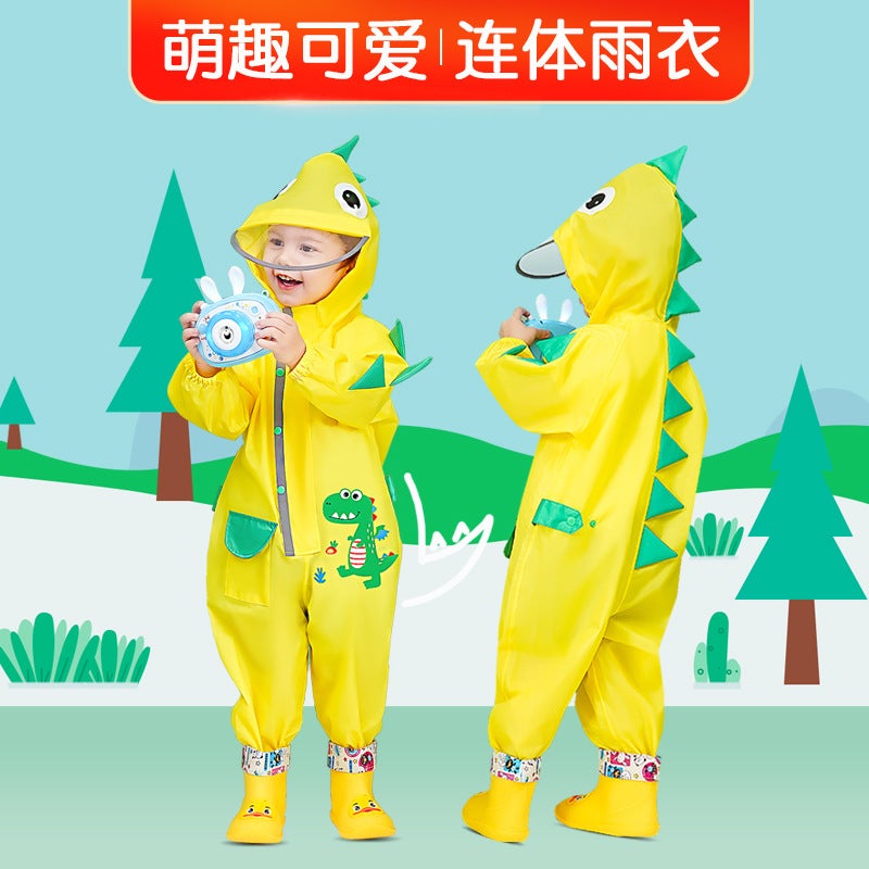 Children'S One-Body Raincoat Rain Pants Children'S Poncho Dinosaur Boys And Girls Primary School Students Kindergarten Baby Rain Gear Whole Body - Image 2