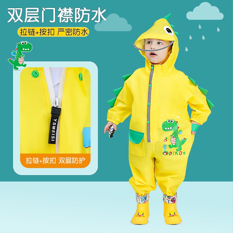 Children'S One-Body Raincoat Rain Pants Children'S Poncho Dinosaur Boys And Girls Primary School Students Kindergarten Baby Rain Gear Whole Body - Image 4